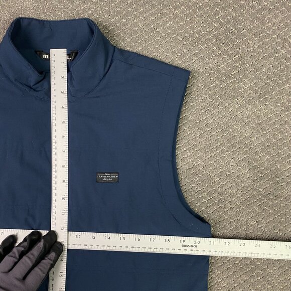 Travis Mathew Interlude Puffer Vest Men's Medium Blue Golf Performance Quilted - Picture 8 of 11